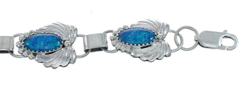 Turquoise Sterling Silver Navajo Indian Link Bracelet NN20185